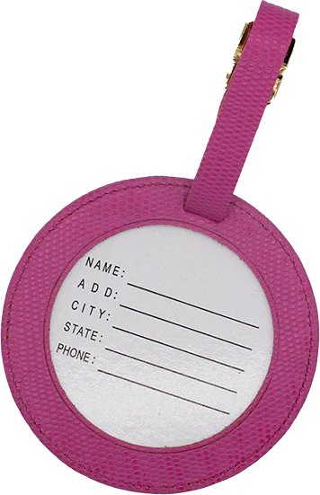 Leather ID Tag - Pebbled Pink - Needlework Display