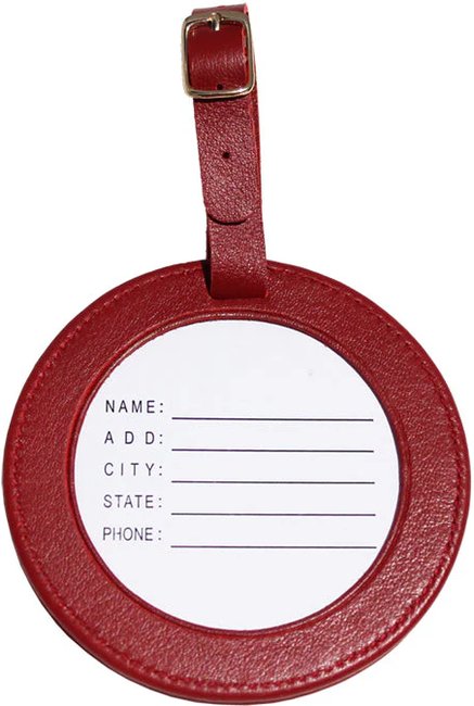 Leather ID Tag - Smooth Red - Needlework Display