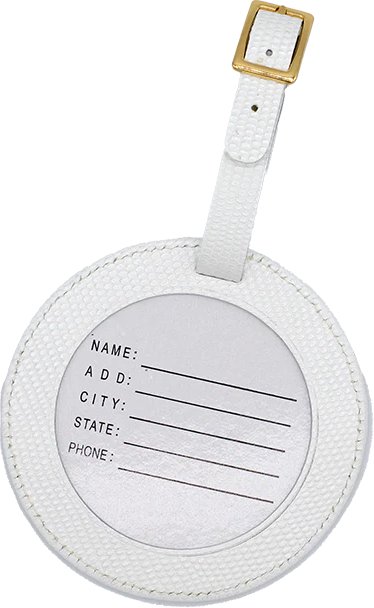 Leather ID Tag - Pebbled White - Needlework Display