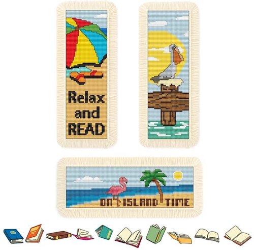 Tropical Bookmarks II Shoreline Views - Cross Stitch Pattern