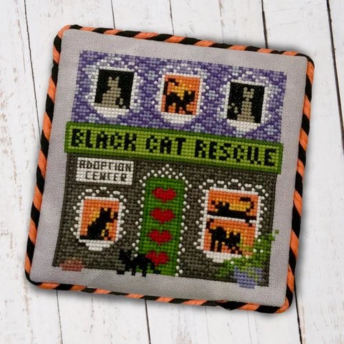 Black Cat Rescue - Halloween Cross Stitch Pattern