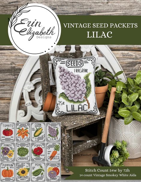 Vintage Seed Packets: Lilac - Cross Stitch Pattern