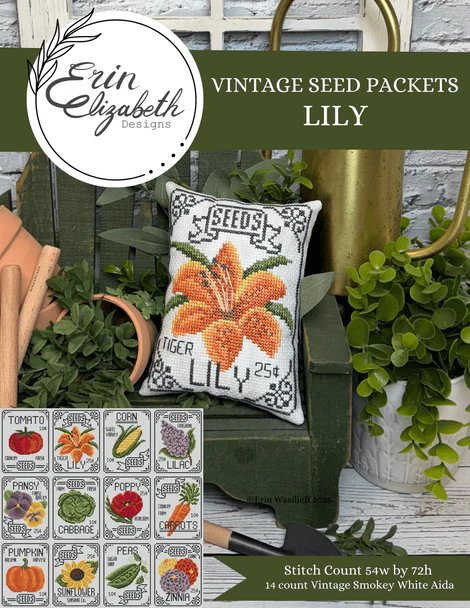 Vintage Seed Packets: Lily - Cross Stitch Pattern