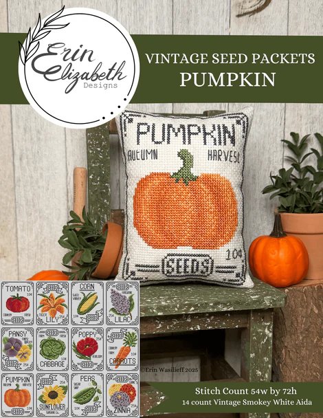 Vintage Seed Packets: Pumpkin - Cross Stitch Pattern