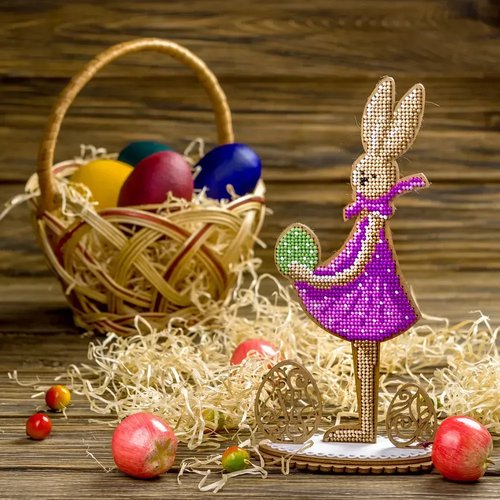 Easter Bunny Lady - Ornament Wooden Bead Kit