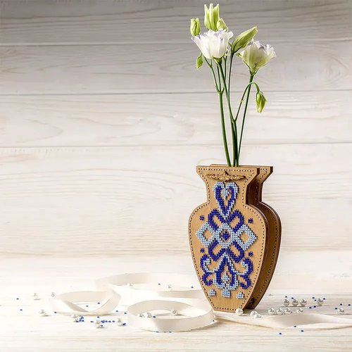 Blue Lace - Double-Sided Vase Wooden Bead Kit