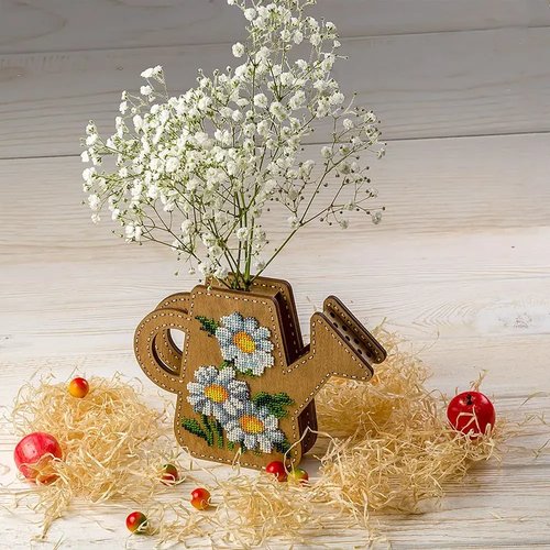 Floral Watering Can - Double-Sided Vase Wooden Bead Kit