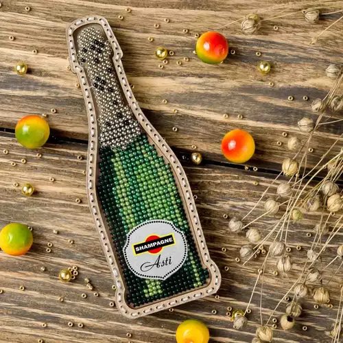 Champagne Bottle - Christmas Ornament Wooden Bead Kit