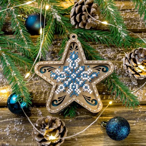 Snowy Star - Christmas Ornament Wooden Bead Kit