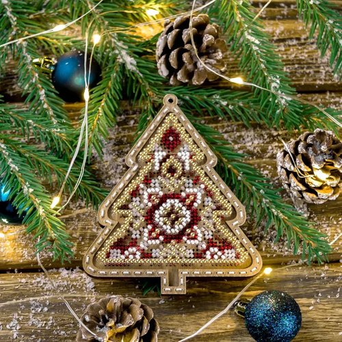 Folk Christmas Tree - Ornament Wooden Bead Kit
