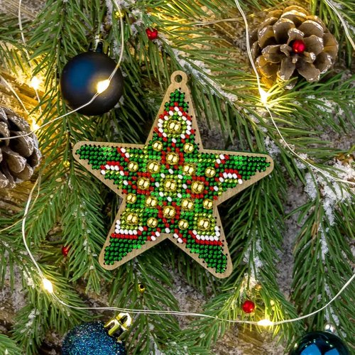 Emerald Tale Star - Christmas Ornament Wooden Bead Kit