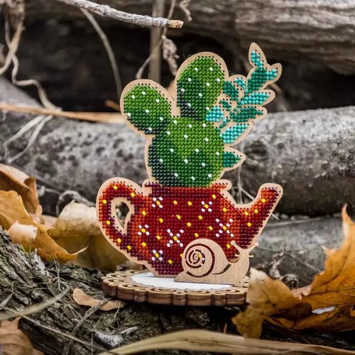 Cactus In A Teapot - Ornament Wooden Bead Kit