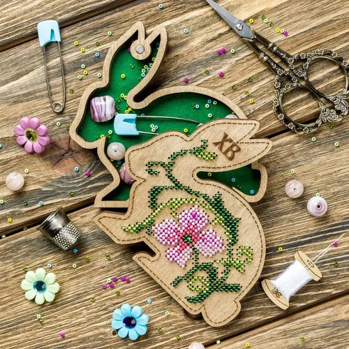 Box-Bunny #1 Double-Sided - Ornament Wooden Bead Kit