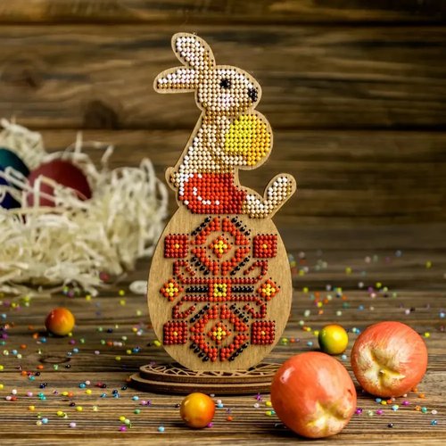 Bunny on Egg - Easter Ornament Wooden Bead Kit