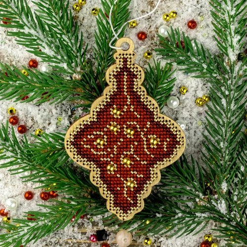 Icicle Golden Motif - Christmas Ornament Wooden Bead Kit