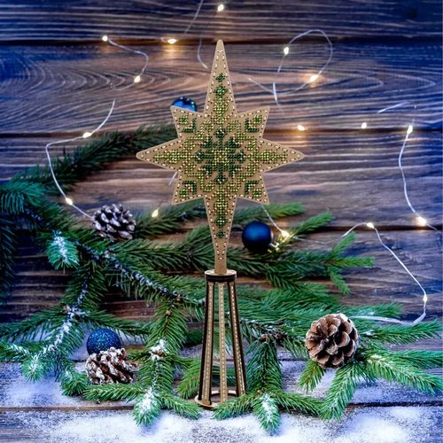 Green Tree Topper - Christmas Ornament Wooden Bead Kit