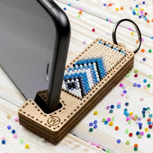 Beige and Gray Phone Stand - Ornament Wooden Bead Kit