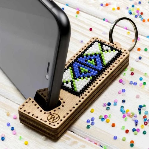 Blue and Green Phone Stand - Ornament Wooden Bead Kit
