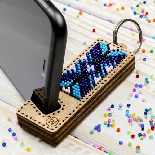 Blue and Cyan Phone Stand - Ornament Wooden Bead Kit