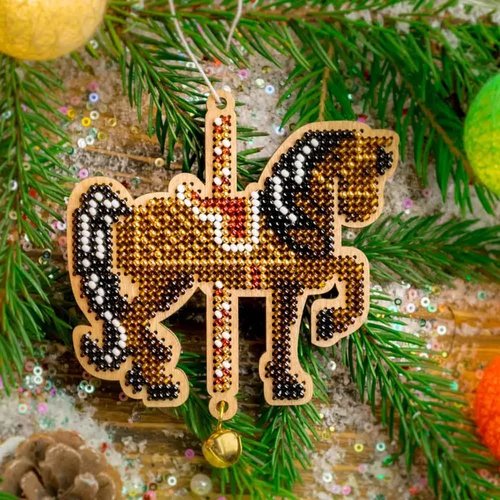 Fire Horse - Christmas Ornament Wooden Bead Kit