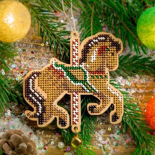 Forest Horse - Christmas Ornament Wooden Bead Kit