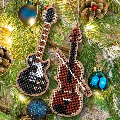 Guitar and Violin - Christmas Ornament Wooden Bead Kit
