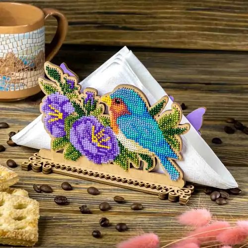 Napkin Holder - Blue Tit - Wooden Bead Kit