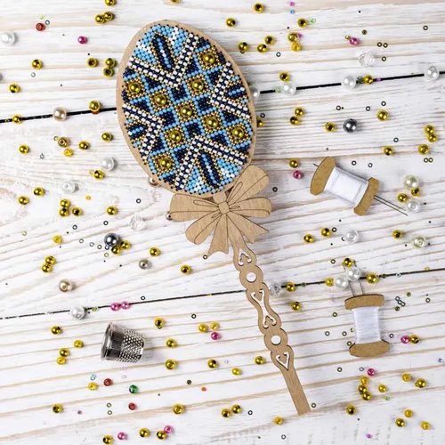 Blue and White Easter Egg - Ornament Wooden Bead Kit