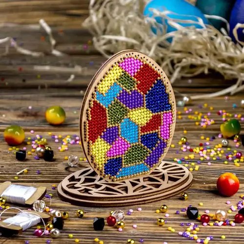 Stained Glass Egg - Easter Ornament Wooden Bead Kit