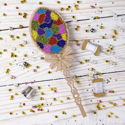 Stained Glass Easter Egg Topper - Ornament Wooden Bead Kit