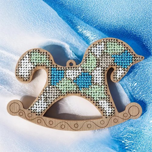 Stained Glass Rocking Horse - Wooden Ornament Bead Kit