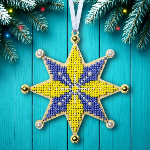 Ukrainian Star - Christmas Ornament Wooden Bead Kit