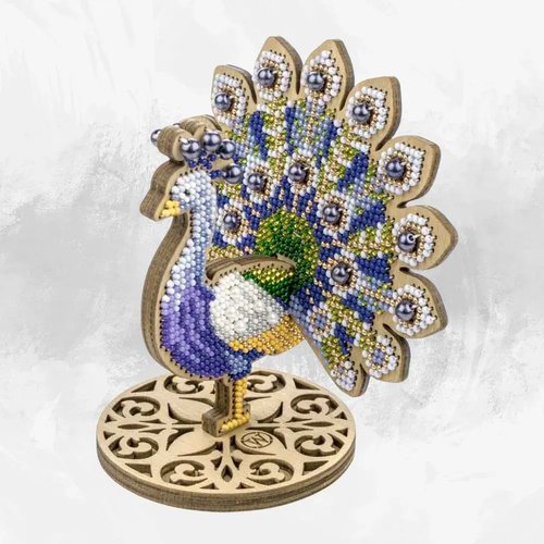 Ornate Peacock - Wooden Bead Kit