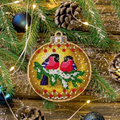 Bullfinches Christmas Ornament - Cross Stitch Kit