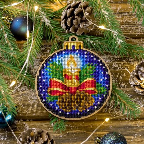 Christmas Candle Christmas Ornament - Cross Stitch Kit