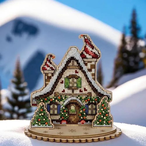 Winter Cottage - Christmas Wooden Cross Stitch Kit
