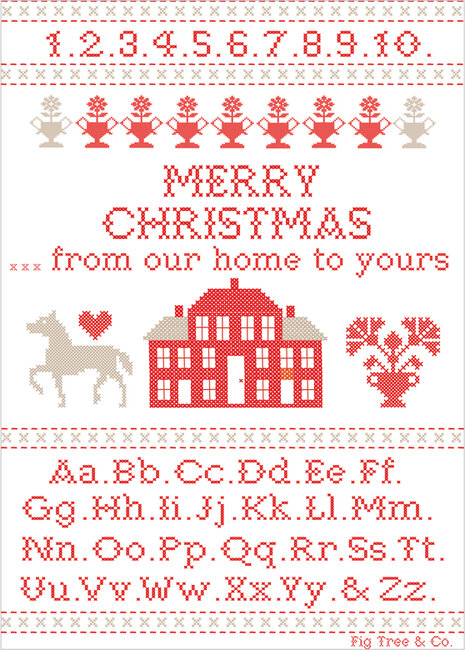 Christmas Stitched Tea Towel