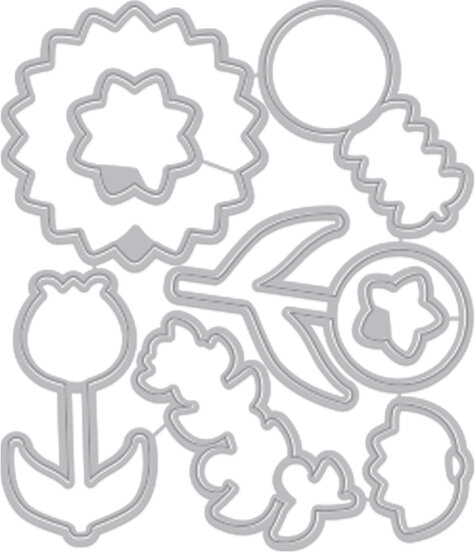 Line Art Flowers Frame Cuts - Craft Die