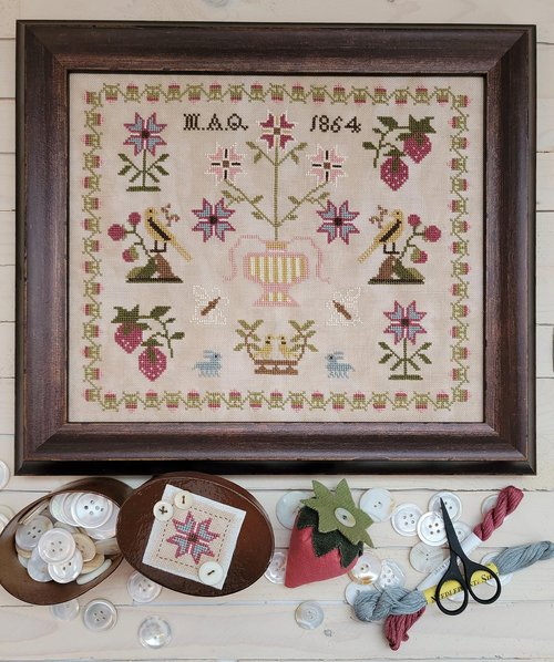 Strawberry Sampler Fragment - Cross Stitch Pattern