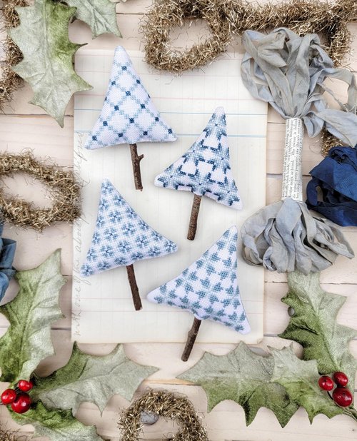 Quilted Mini Trees - Christmas Cross Stitch Pattern