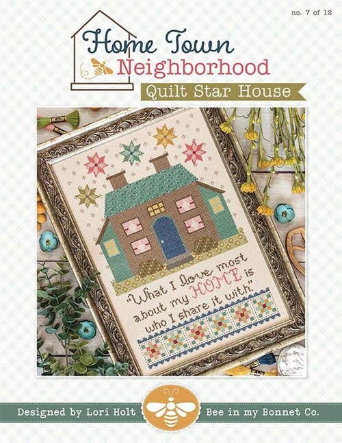 Home Town Neighborhood Quilt Star House - Cross Stitch