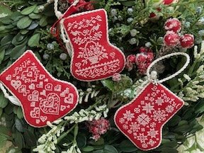 Scandinavian Red Stockings - Christmas Cross Stitch Pattern