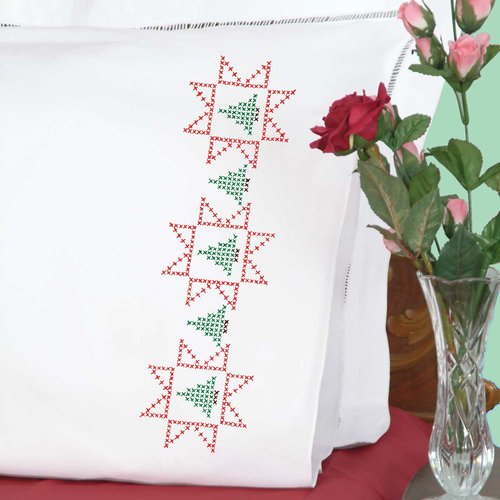 X-Stitch Christmas Tree Perle Edge Pillowcase Embroidery Kit