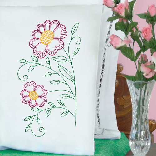 Petals in the Breeze Perle Edge Pillowcase - Embroidery Kit