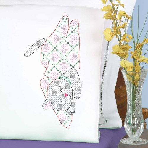 Cat in a Blanket Perle Edge Pillowcases - Embroidery Kit