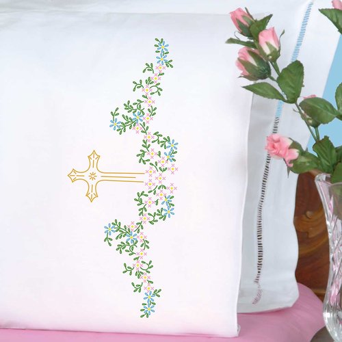 Cross - Perle Edge Pillowcase - Christian Embroidery Kit
