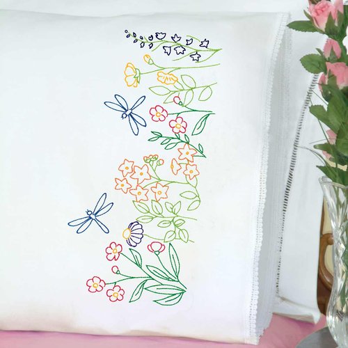 Dragonflies - Lace Edge Pillowcases - Embroidery Kit