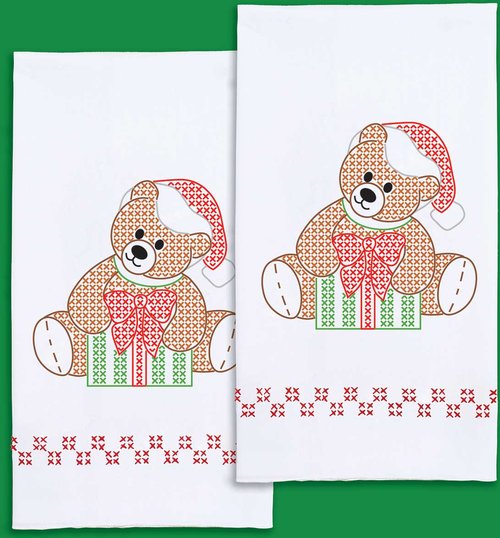 Holiday Teddy - Christmas Hand Towels - Embroidery Kit