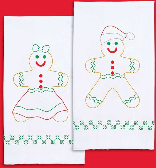 Gingerbread - Decorative Hand Towels - Embroidery Kit