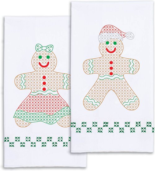 Gingerbread Boy/Girl- Hand Towel - Christmas Embroidery Kit